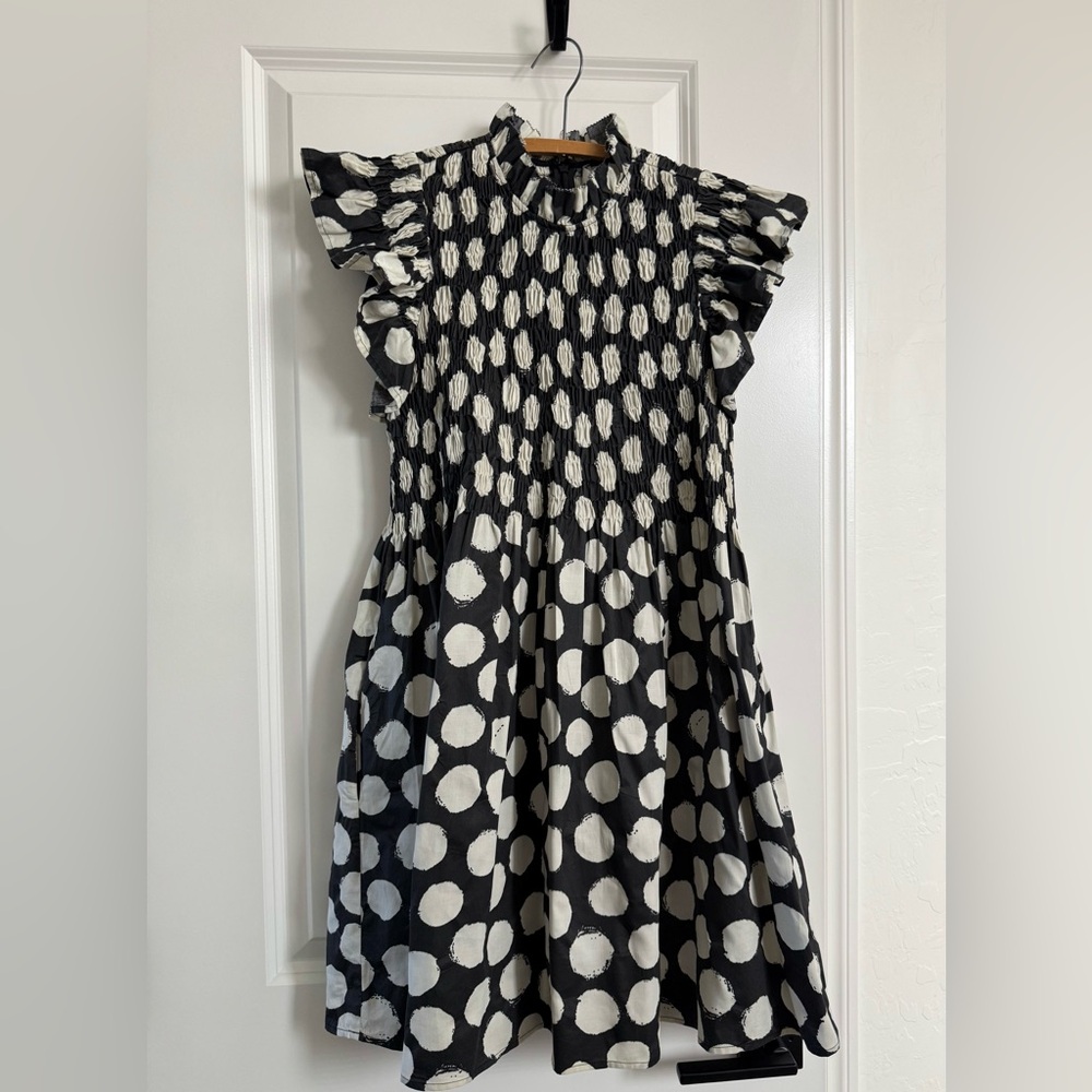 Sea New York Arline polka dot smocked dress POCKETS - Picture 3 of 10